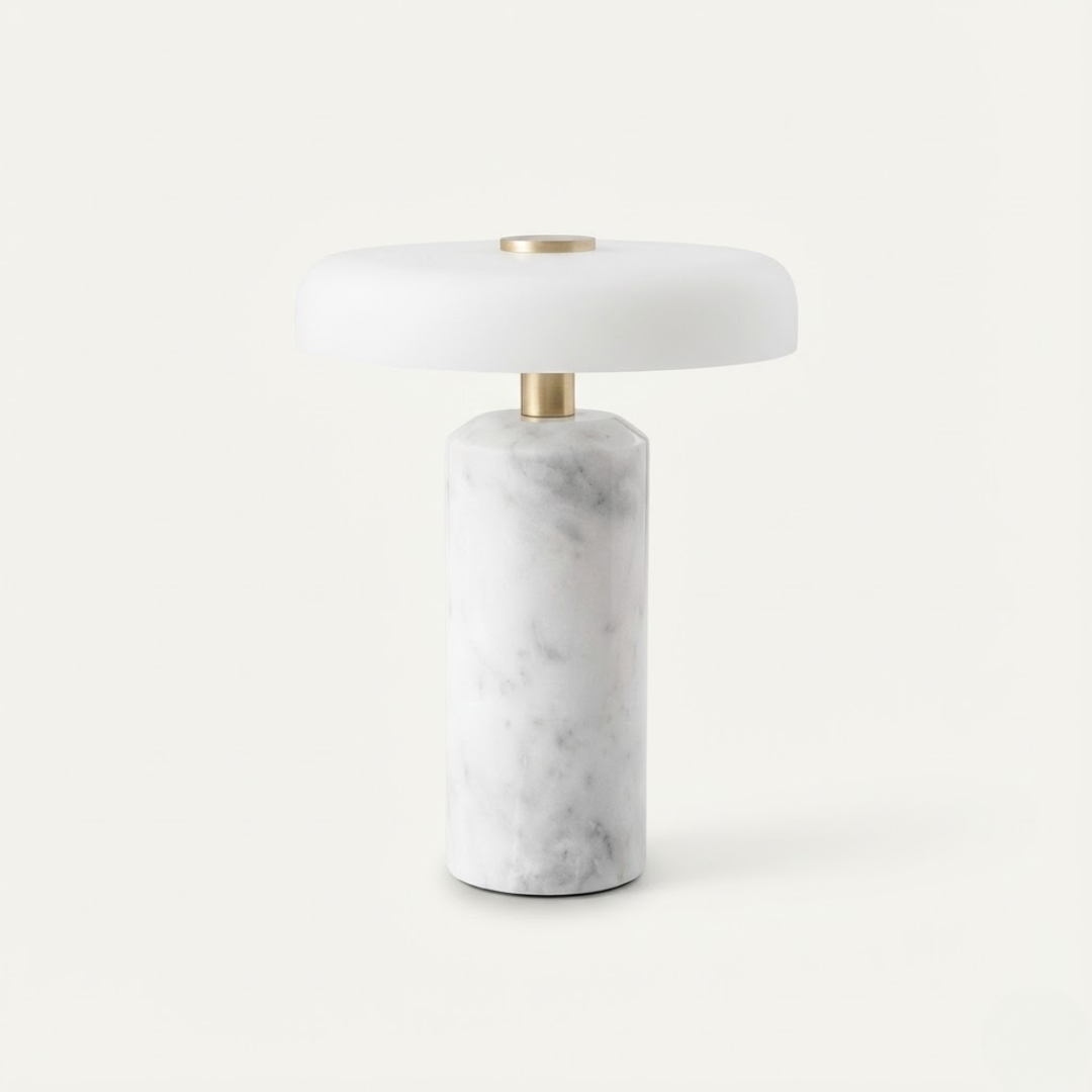 Lampe de Table Champignon en Marbre et Verre – Ambiance Douce