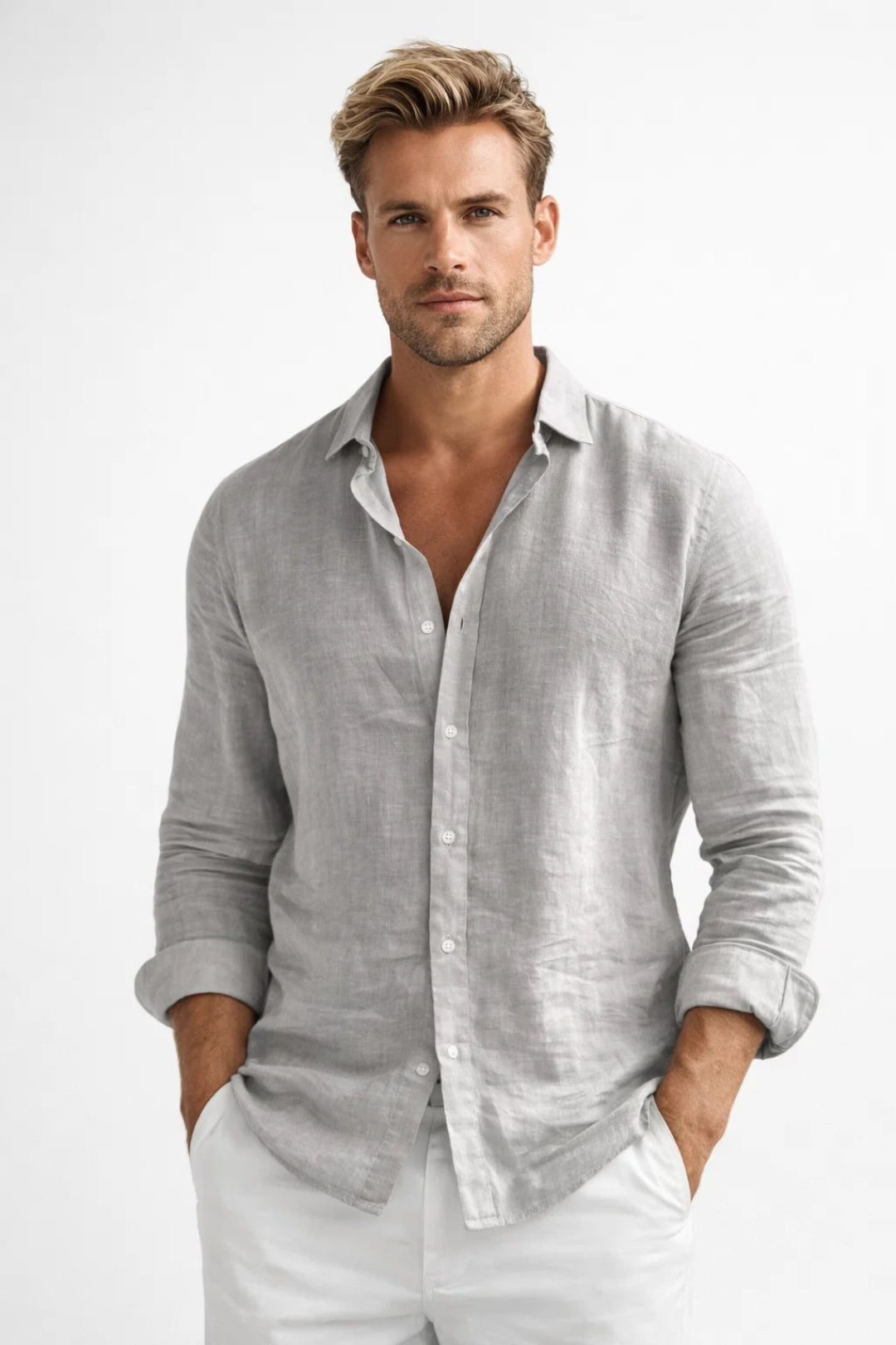 Chemise Homme en Lin Légère et Respirante, Coupe Décontractée
