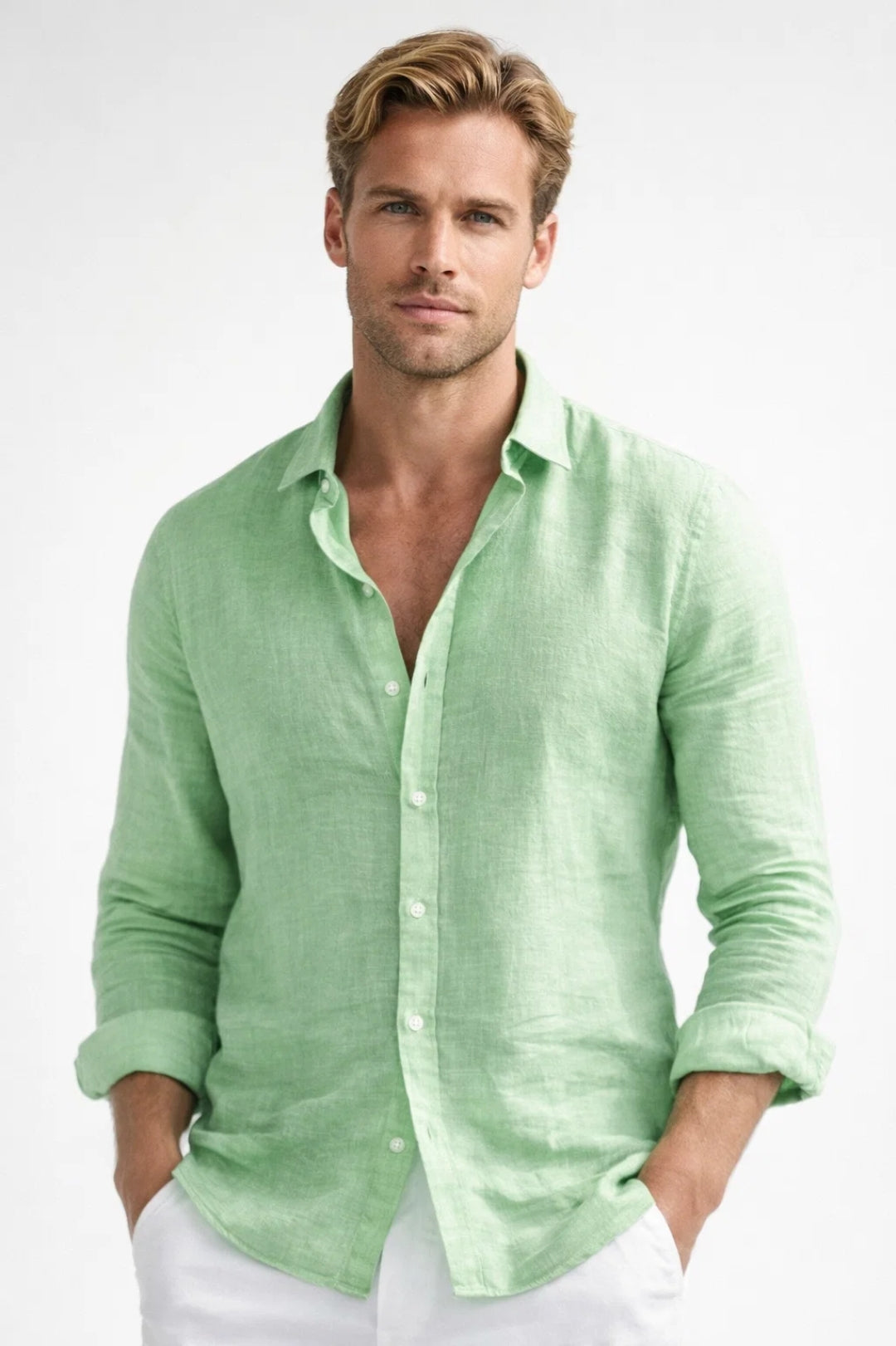 Chemise Homme en Lin Légère et Respirante, Coupe Décontractée