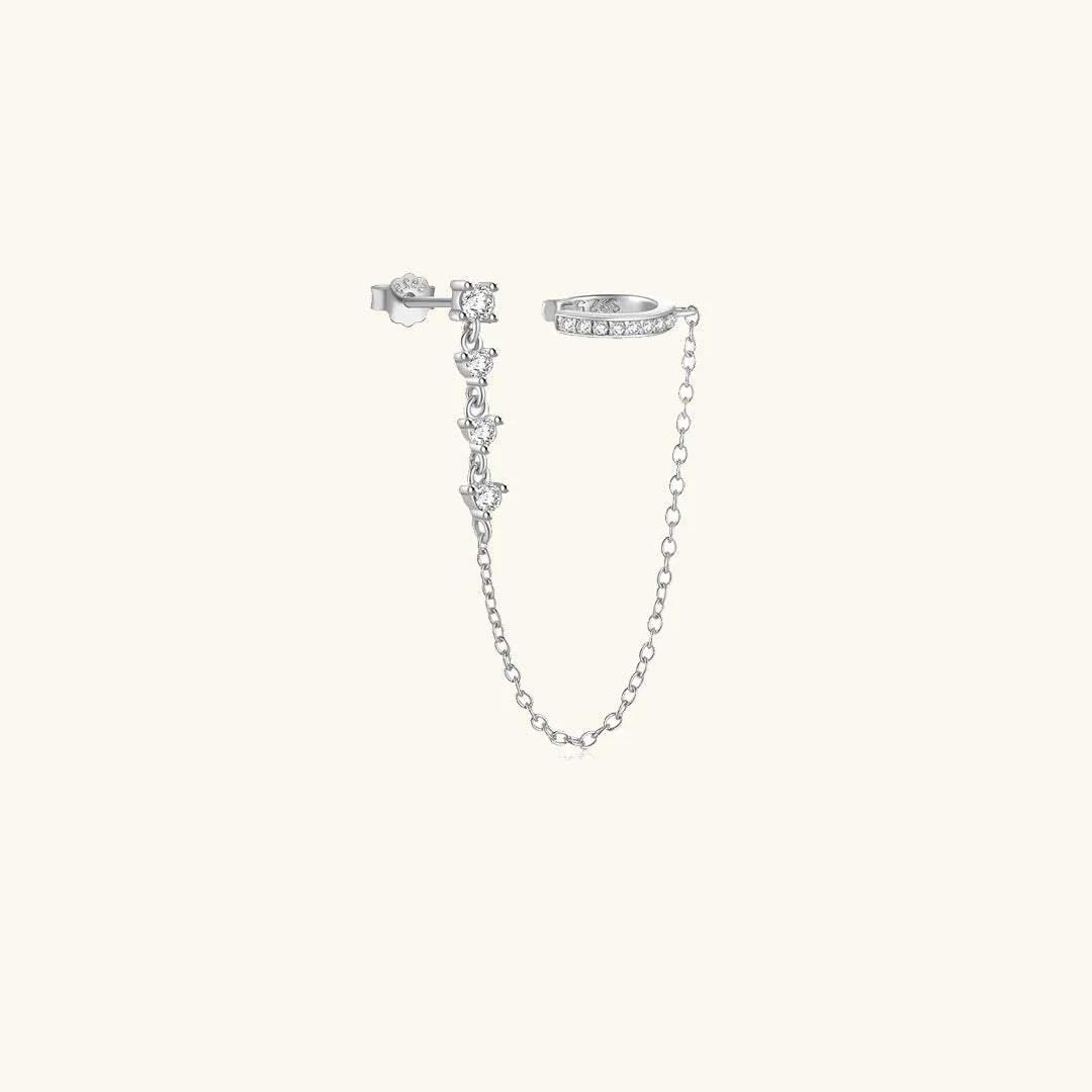 Boucles d'Oreilles Cuff Femme en Chaîne Plaquée Or, Ornées de Strass