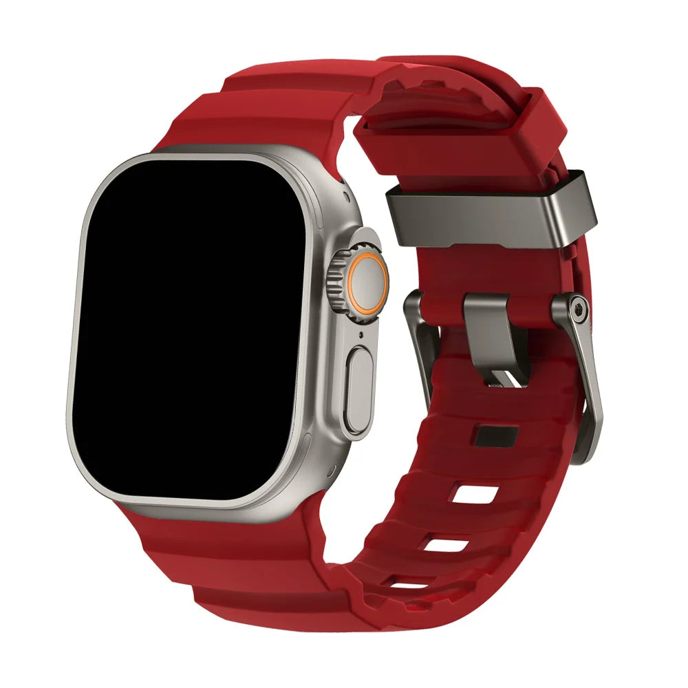 Bracelet Apple Watch en Silicone - Boucle Titane 44/45/46/49mm