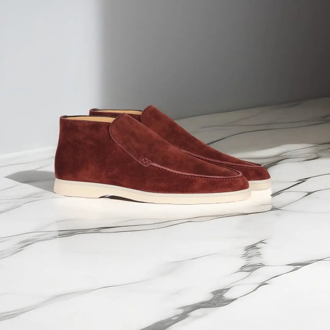 Bottines Homme en Daim Slip-On, Bout Moc Toe Cousu
