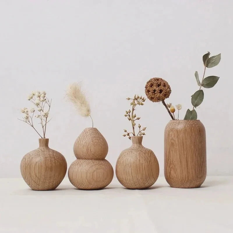 Rustikale Holzvase - Minimalistische Blumendekoration Aus Hochwertigem Naturholz 3