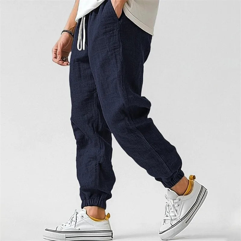 Pantalon Jogger Homme en Mélange de Lin