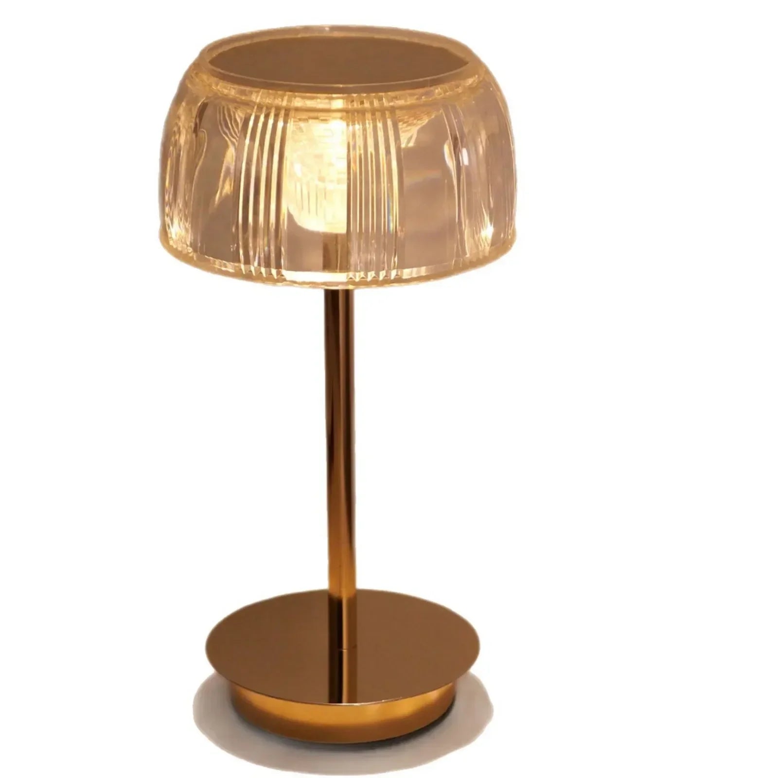 Lampe de table rechargeable en cristal – Dorée, design dimmable pour chambre ou salon