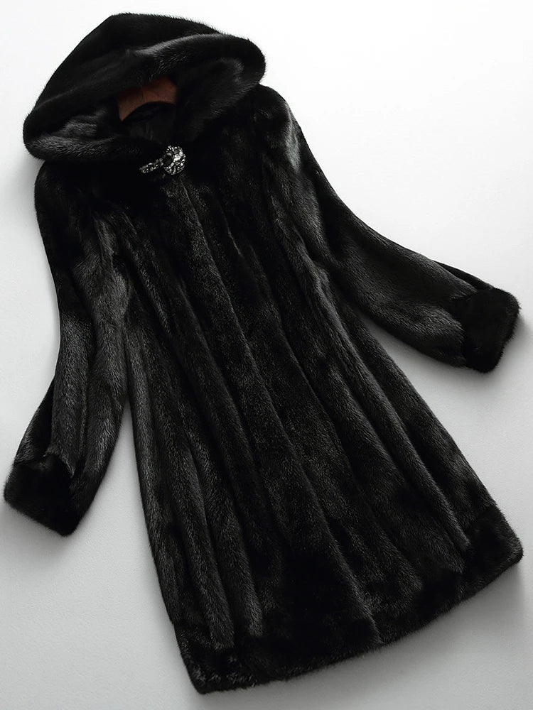 Manteau Femme en Fausse Fourrure à Capuche Doublée