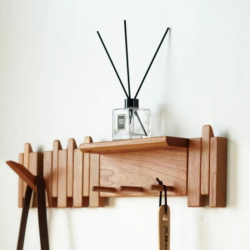 Walnut Wood Coat Rack – Creative Piano Key Design for the Hallway or Entryway with 9 Hooks