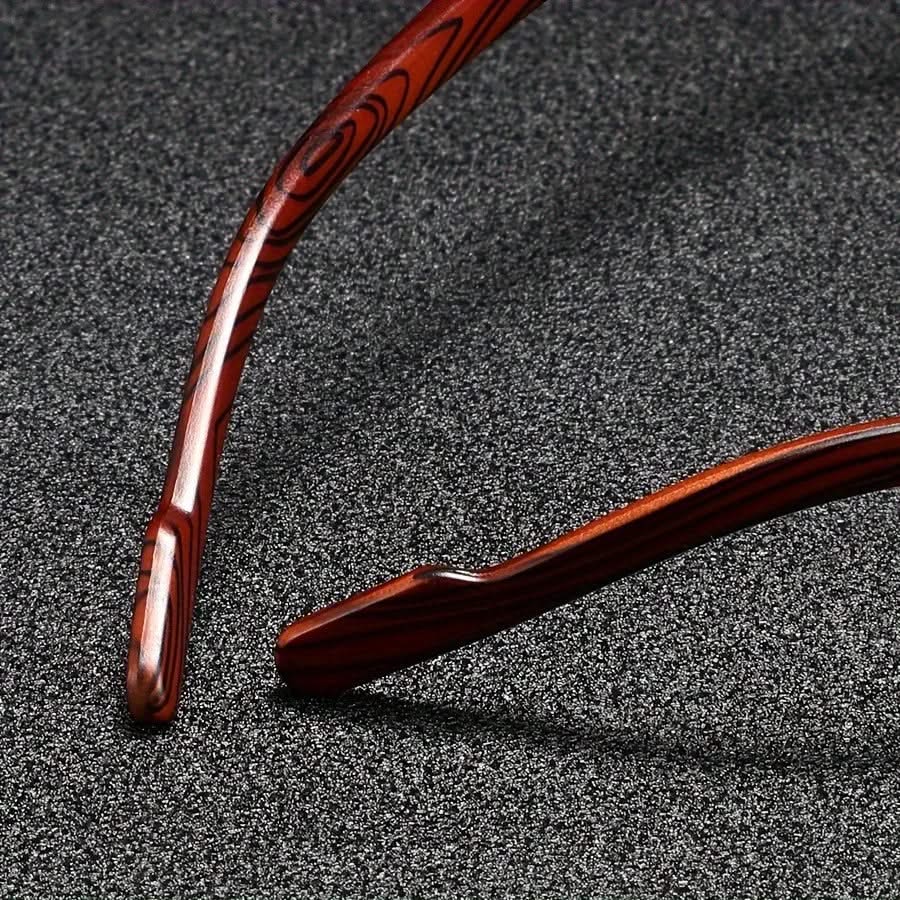 Lunettes de Soleil Monture Métal Branches Finition Bois Vintage