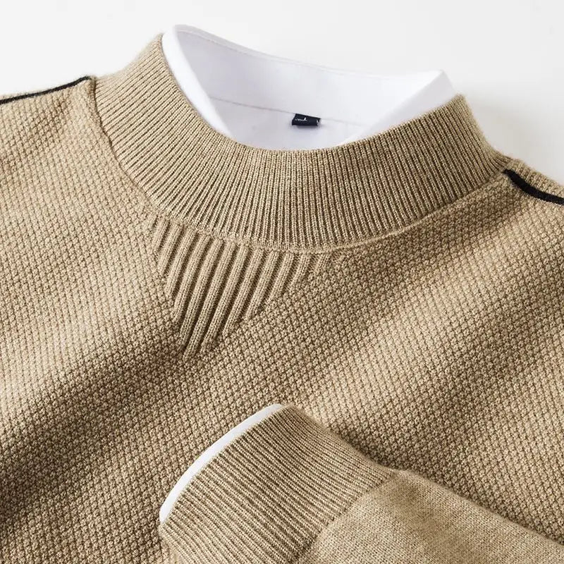 Pull en Maille Texturée à Liseré d'Épaule - Finitions Côtelées