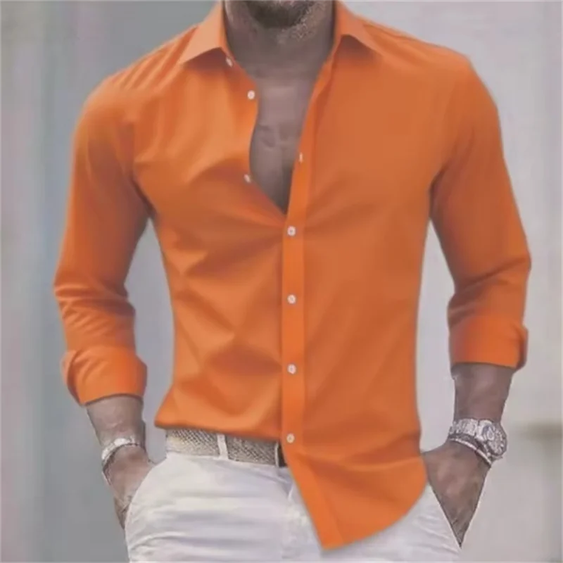Chemise Homme Slim Fit Manches Longues Boutonnée Casual
