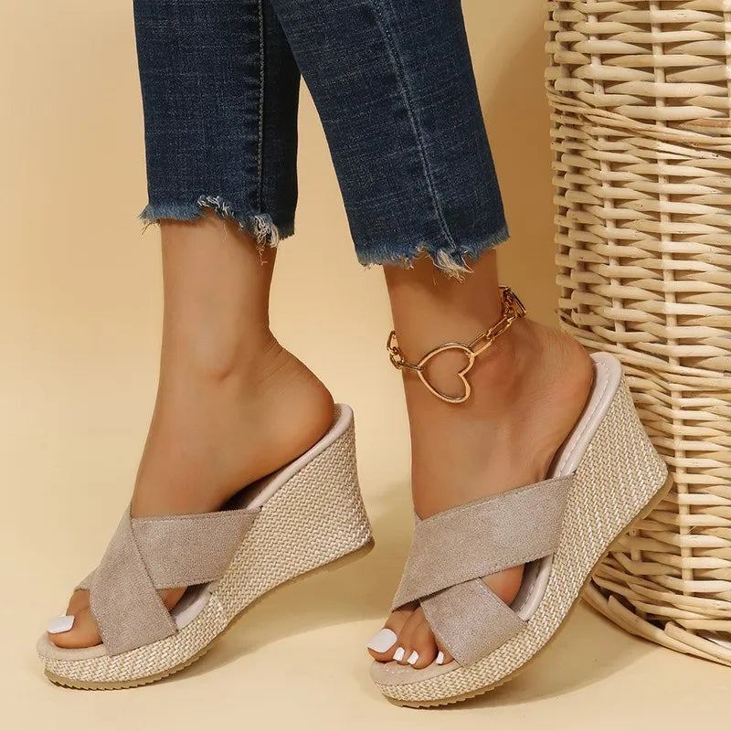 Sandales Compensées Femme Espadrilles Brides Croisées