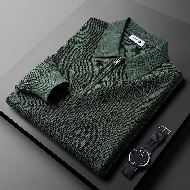 Pull Homme Quart-Zip Maille Gaufrée