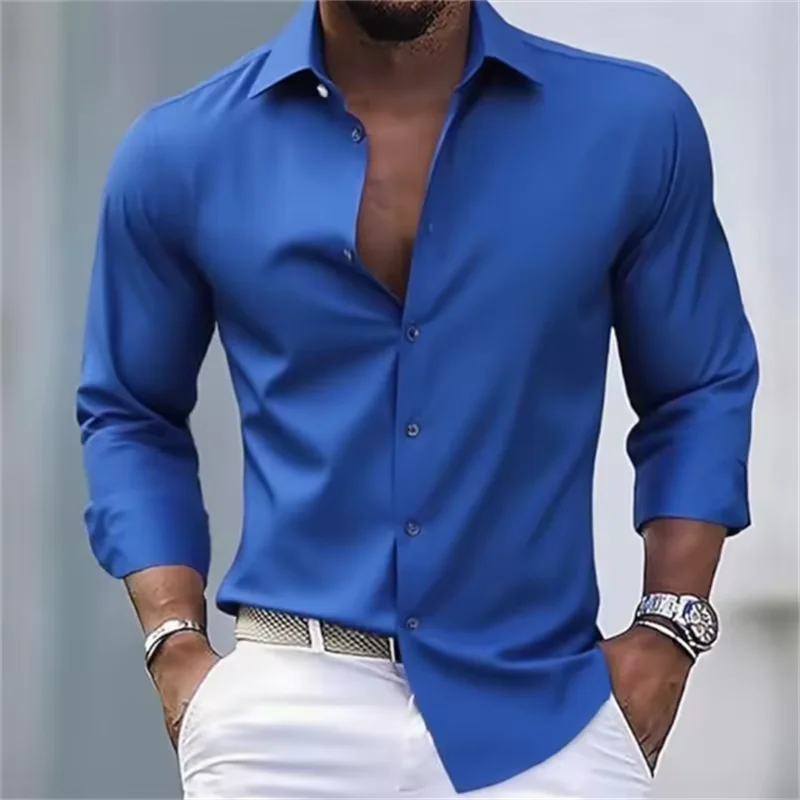 Chemise Homme Slim Fit Manches Longues Boutonnée Casual
