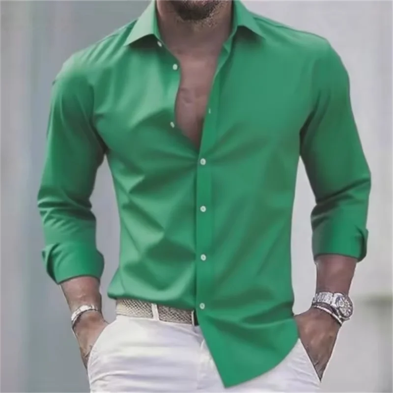 Chemise Homme Slim Fit Manches Longues Boutonnée Casual