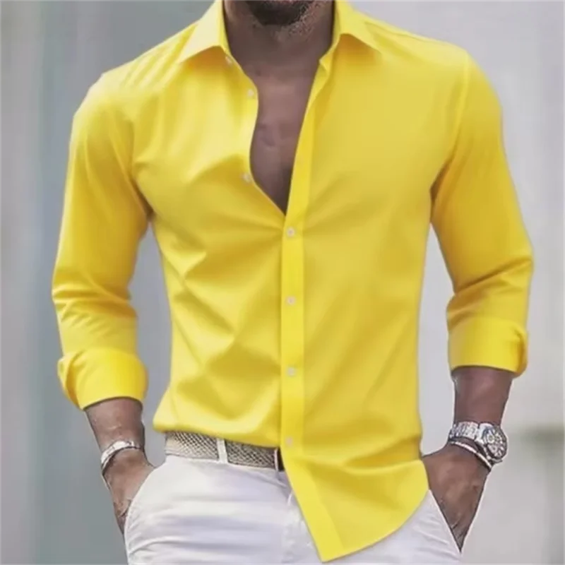 Chemise Homme Slim Fit Manches Longues Boutonnée Casual
