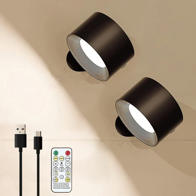 Rechargeable wall sconce – Cylindrical design, cordless with remote control, for the bedroom or living room