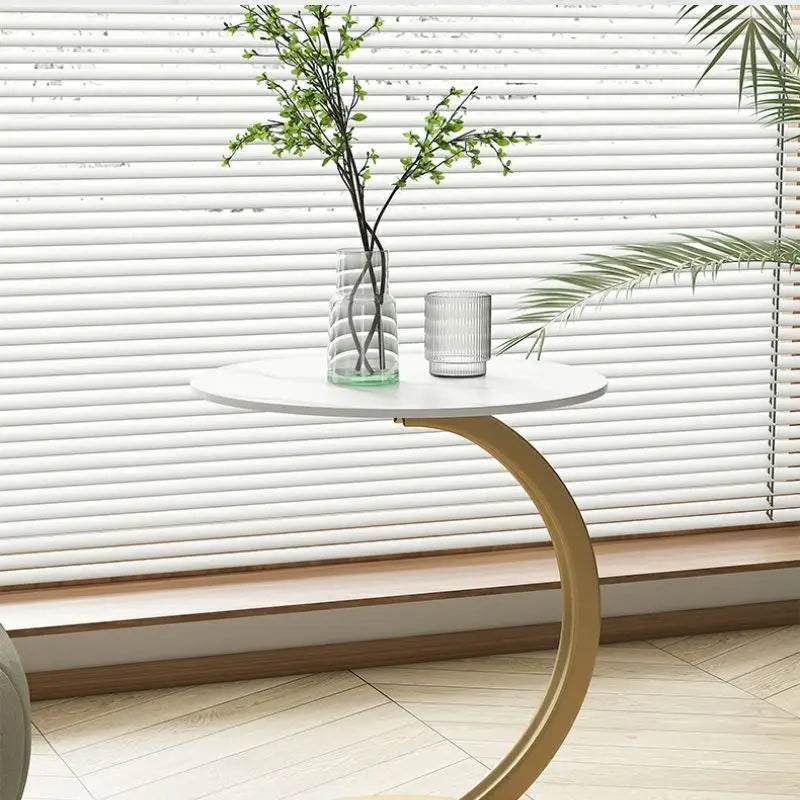 Round Side Table – Wood and Steel, Modern Design for the Living Room or Bedroom