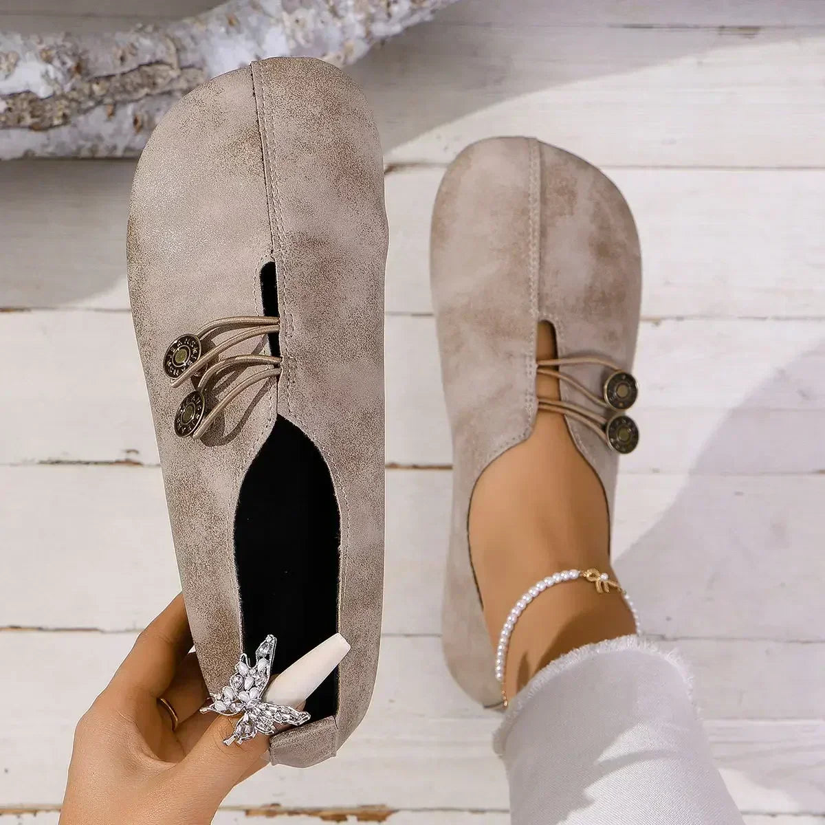 Mocassins Femme en Daim Souple, Fermeture Élastique Confort