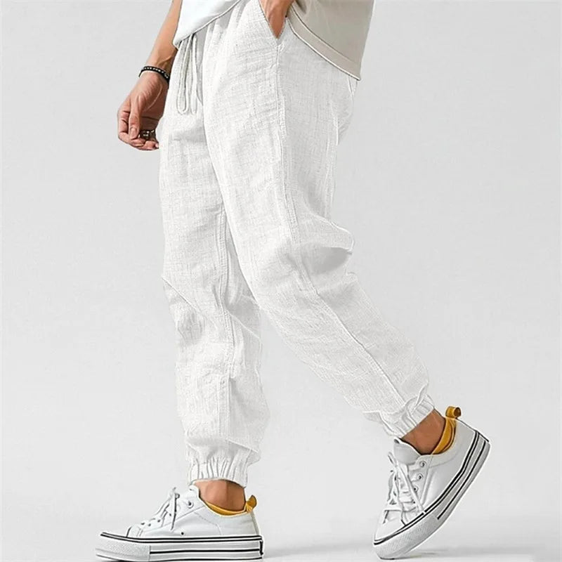 Pantalon Jogger Homme en Mélange de Lin
