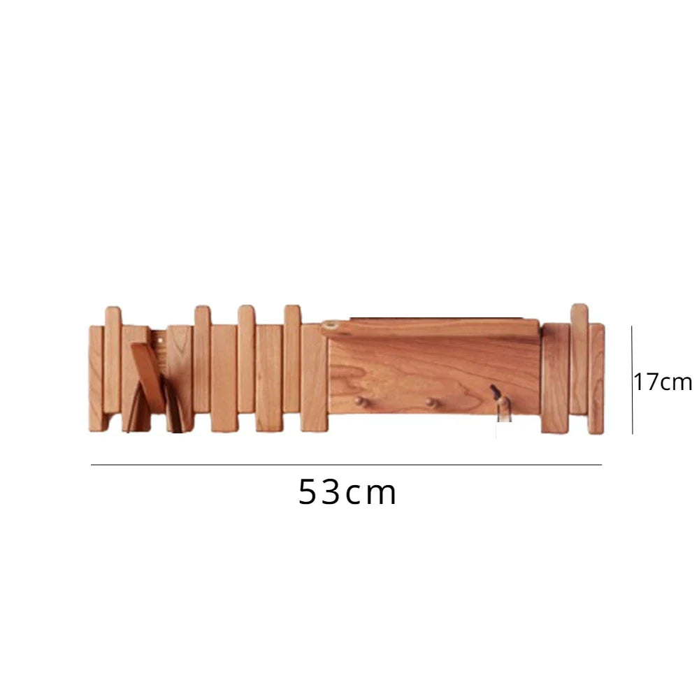 Walnut Wood Coat Rack – Creative Piano Key Design for the Hallway or Entryway with 9 Hooks