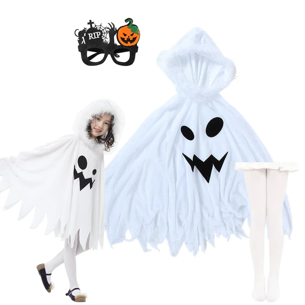 Ghost cape costume with bonus white tights