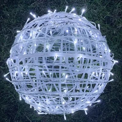 LED Light Balls – Rattan Design, Ambient Lighting for Indoor and Outdoor Use, 20 cm Diameter
