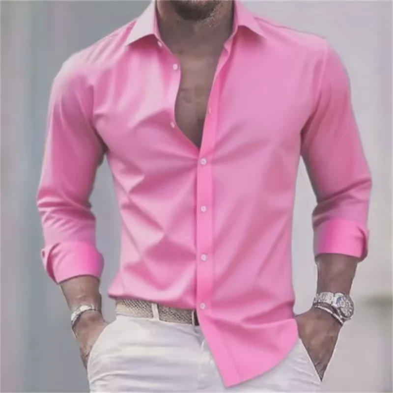 Chemise Homme Slim Fit Manches Longues Boutonnée Casual