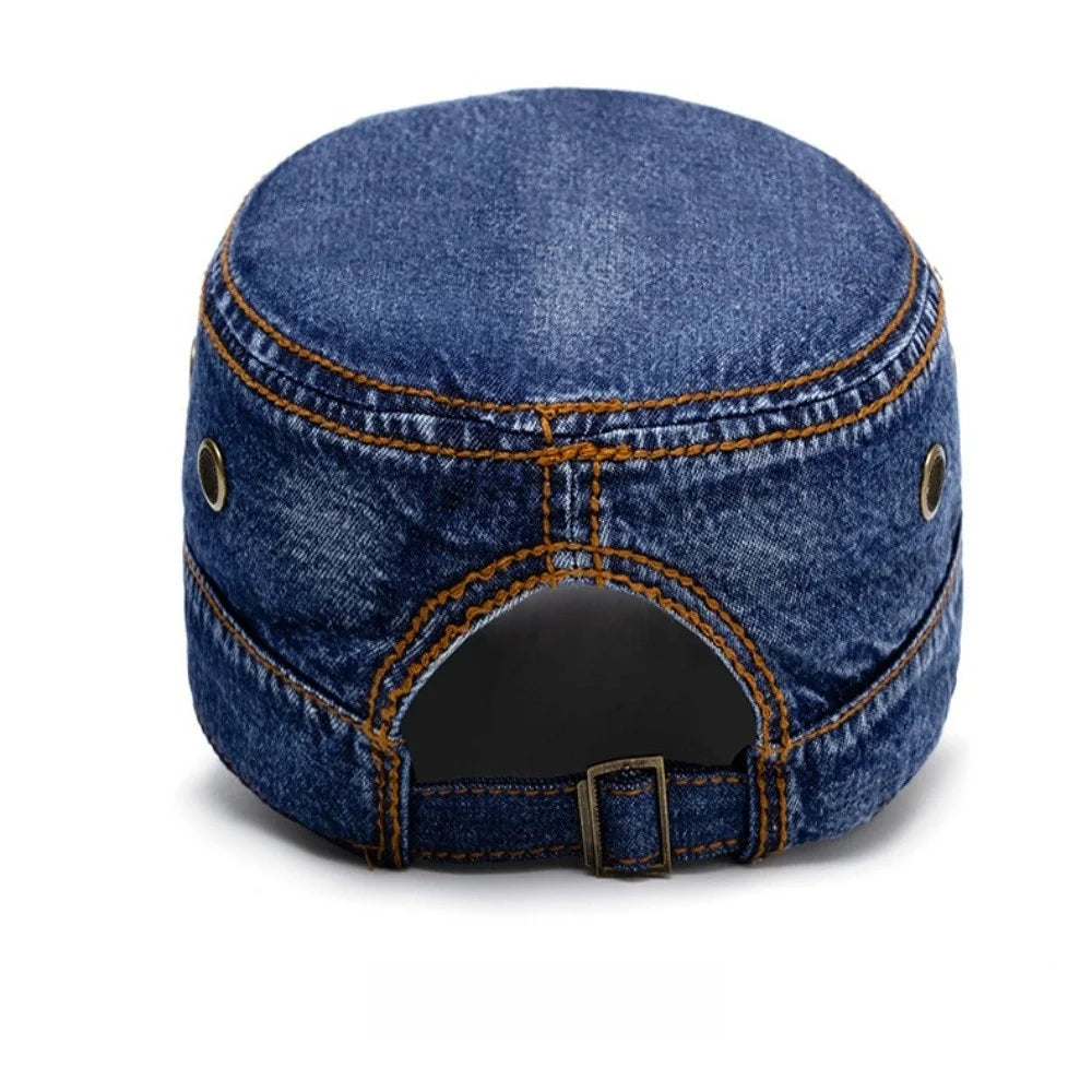 Casquette Denim Unisexe Style Militaire Délavée