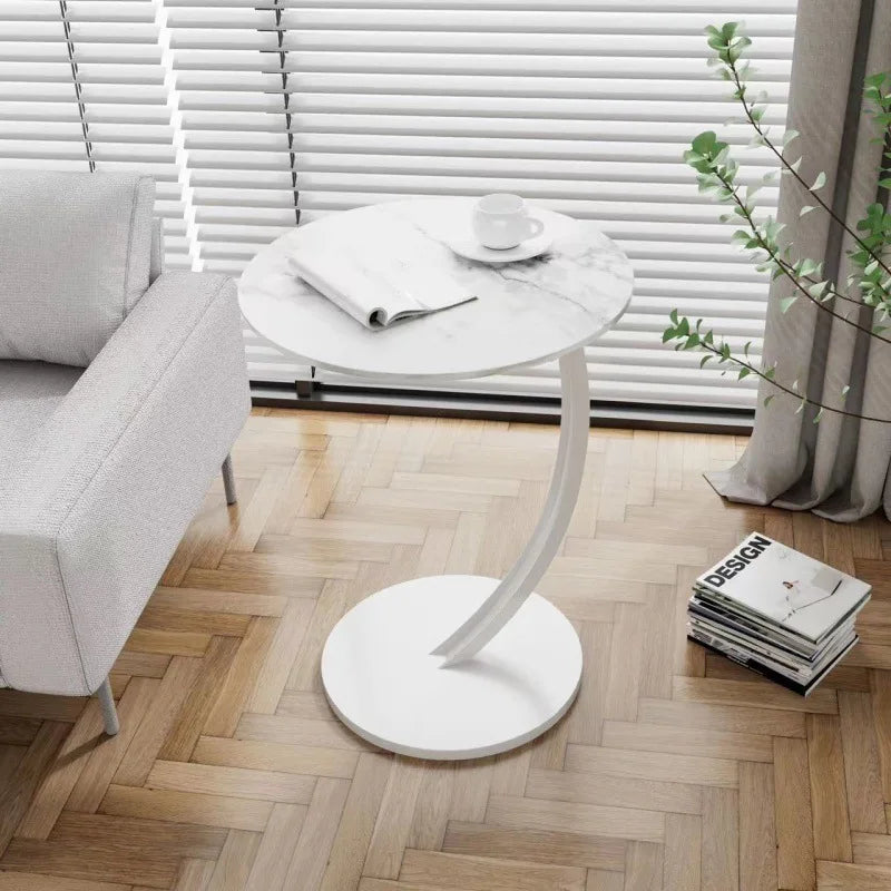Round Side Table – Wood and Steel, Modern Design for the Living Room or Bedroom