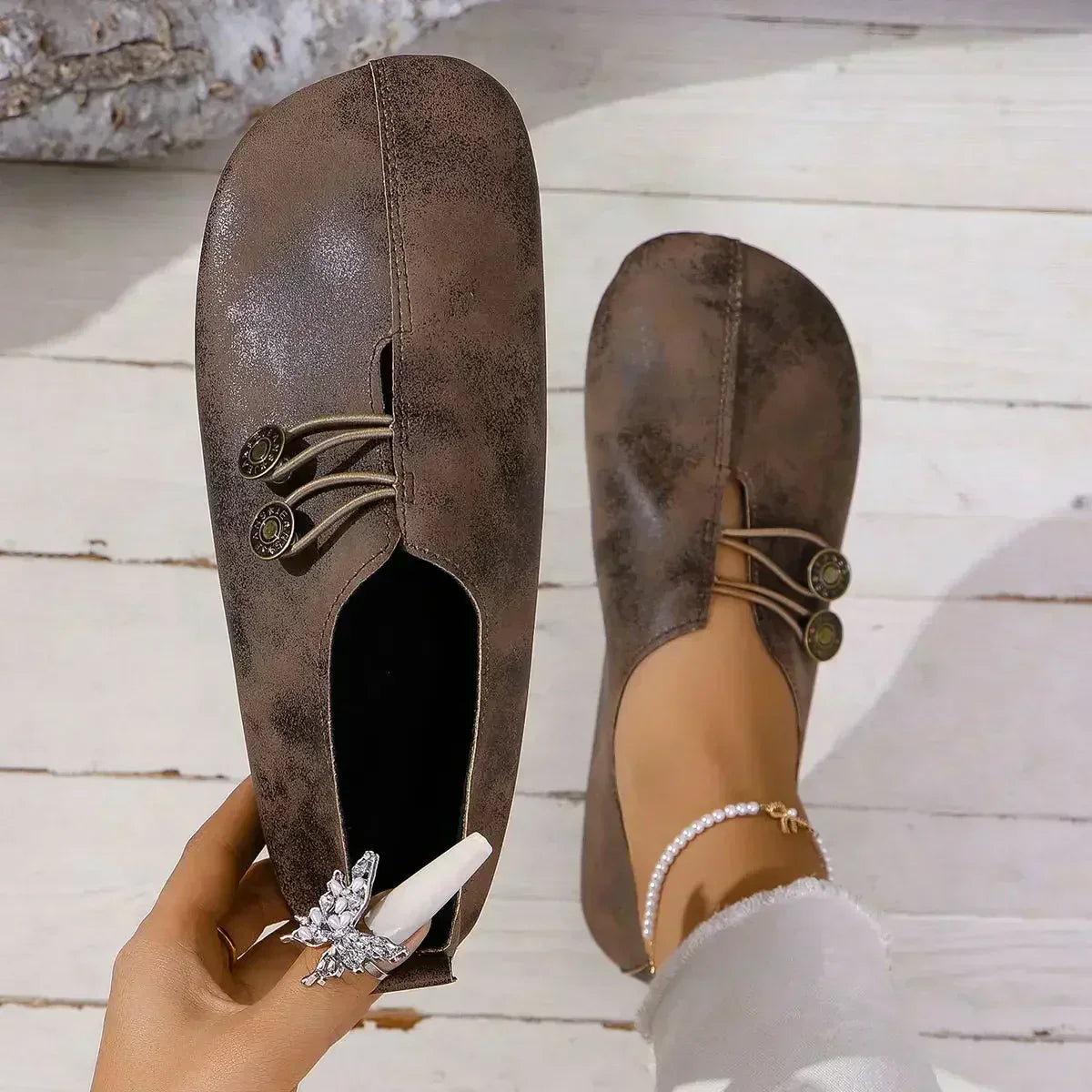 Mocassins Femme en Daim Souple, Fermeture Élastique Confort