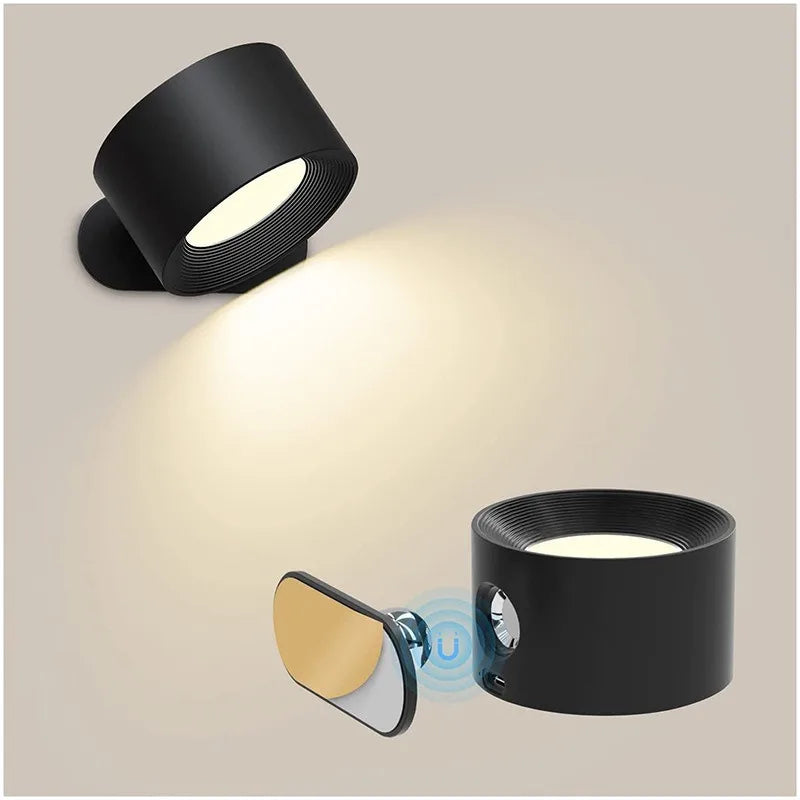 Rechargeable wall sconce – Cylindrical design, cordless with remote control, for the bedroom or living room
