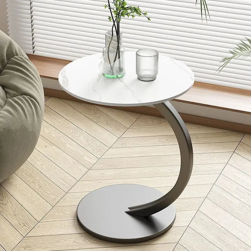 Round Side Table – Wood and Steel, Modern Design for the Living Room or Bedroom