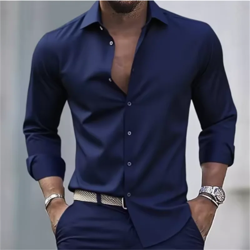 Chemise Homme Slim Fit Manches Longues Boutonnée Casual