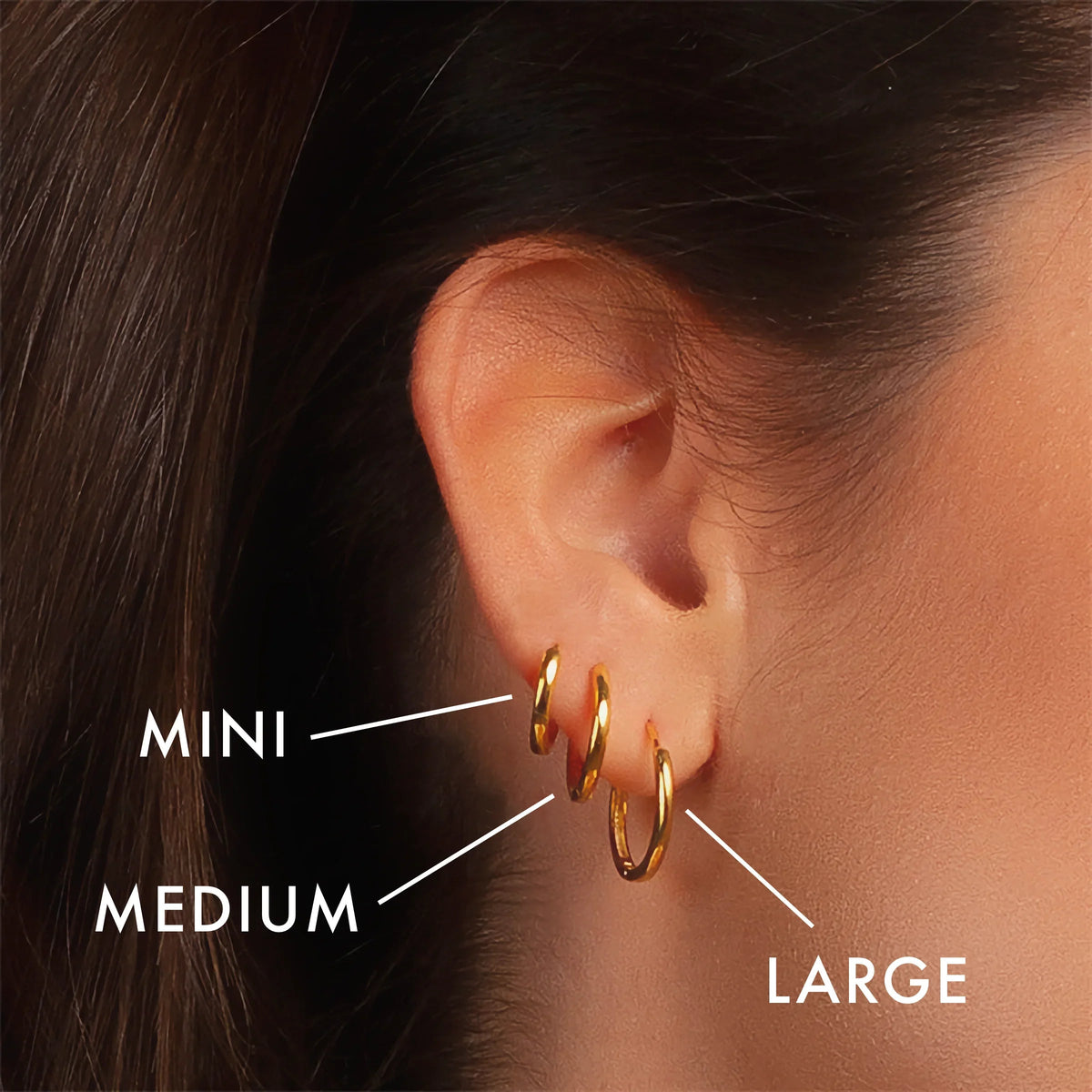 Boucles d'Oreilles Créoles Huggie Plaquées Or - Lot de Trois
