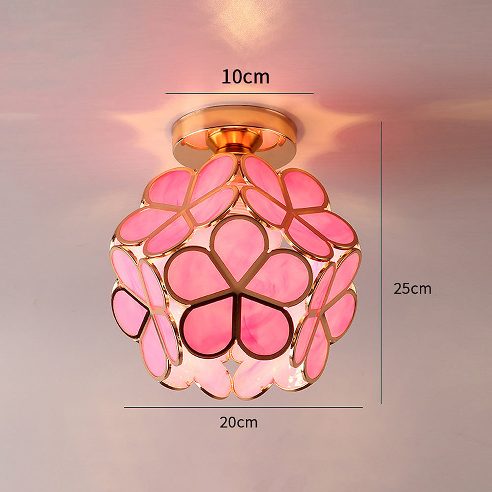 Flower-shaped ceiling light – Gold accents with transparent details for the bedroom or hallway
