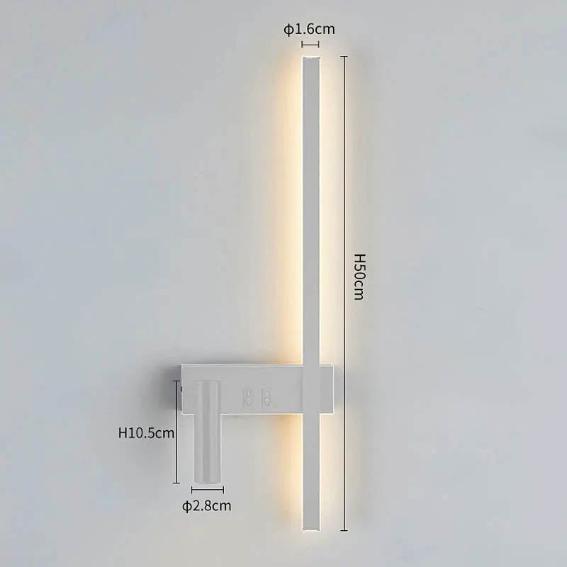 Applique Murale LED Barre Verticale et Spot Orientable