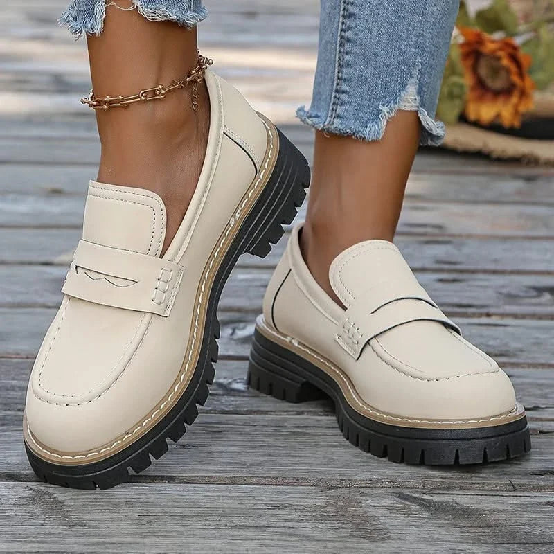 Mocassins Femme en Daim à Semelle Plateforme Épaisse