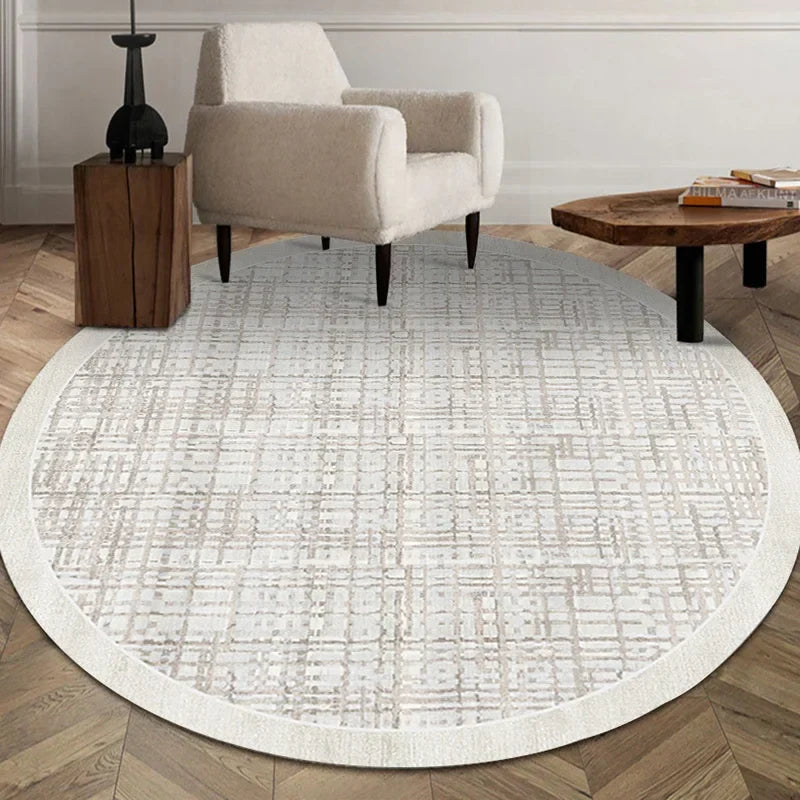 Tapis Rond – Polyester Doux, Design Minimaliste pour Salon ou Chambre
