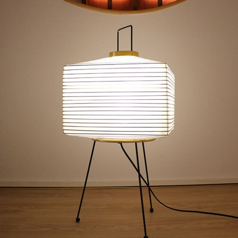 Floor Lamp – White Rice Paper and Metal, Wabi-Sabi Style for the Living Room or Bedroom