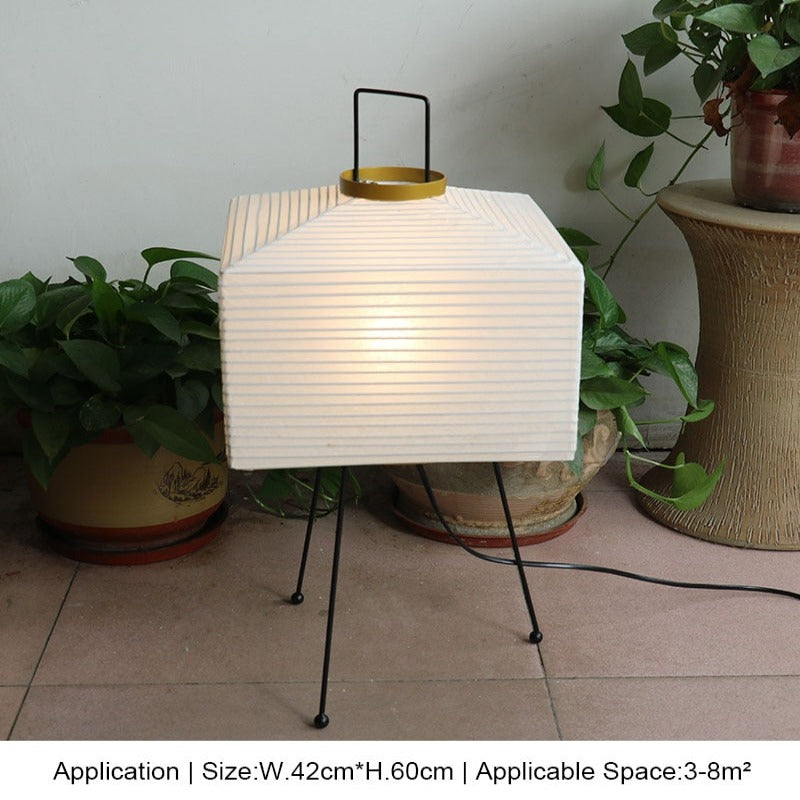 Floor Lamp – White Rice Paper and Metal, Wabi-Sabi Style for the Living Room or Bedroom
