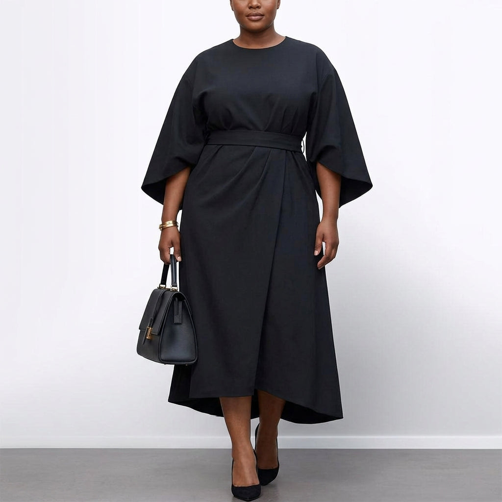 Robe Maxi Femme Manches Chauve-Souris Fluide