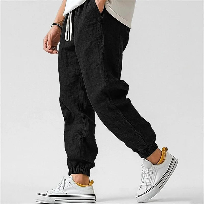 Pantalon Jogger Homme en Mélange de Lin