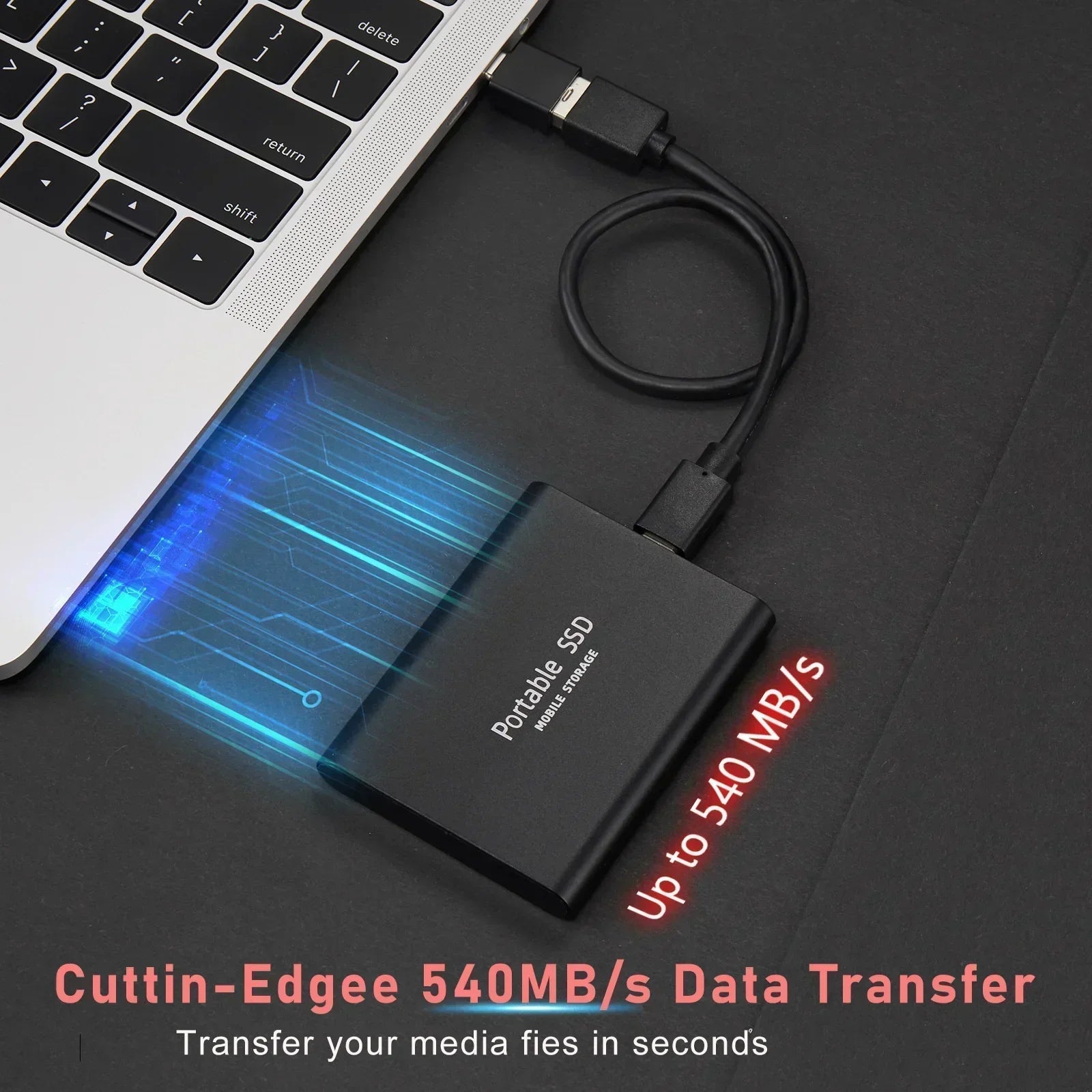 Disque SSD Externe 2TB Ultra-Rapide USB 3.1 Type-C pour PC et Laptop