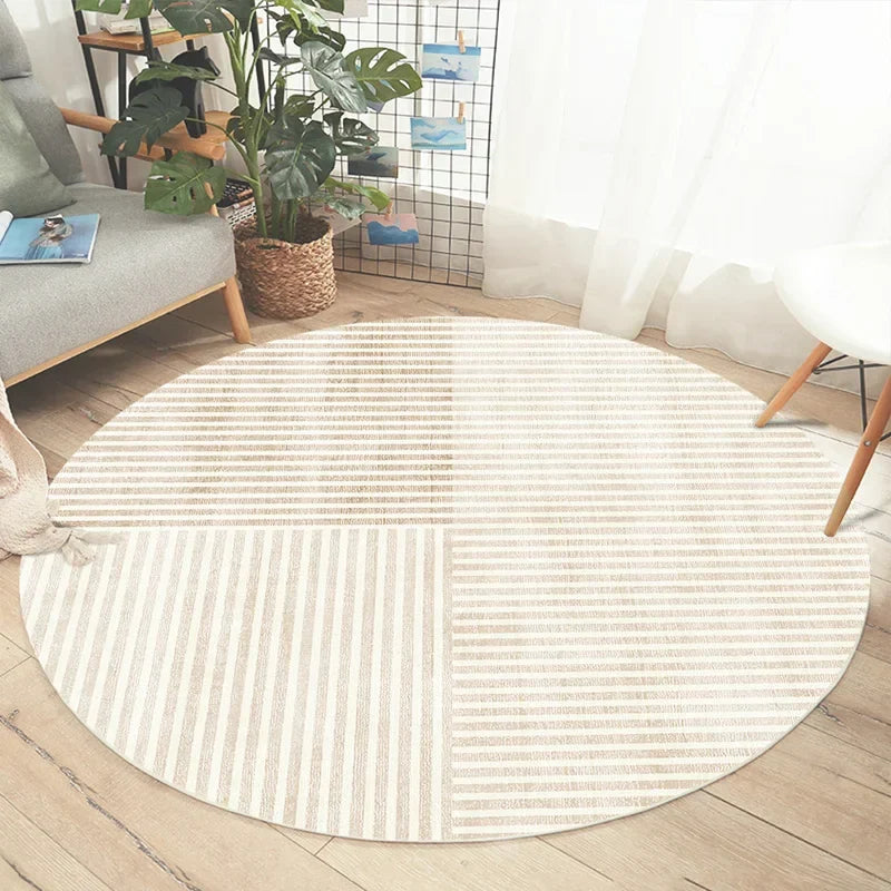 Round Rug – Soft Polyester, Minimalist Design for the Living Room or Bedroom