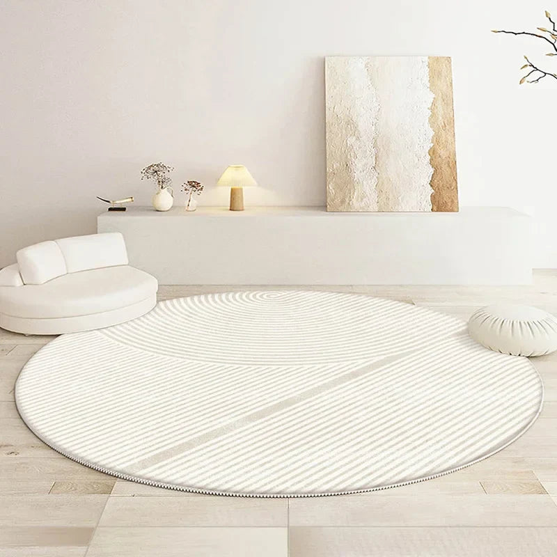 Round Rug – Soft Polyester, Minimalist Design for the Living Room or Bedroom
