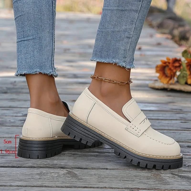 Mocassins Femme en Daim à Semelle Plateforme Épaisse