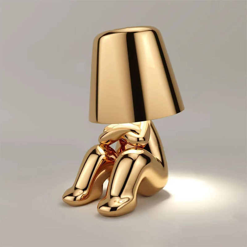 Lampe à Poser Silhouette Rechargeable en Résine, Finition Dorée ou Argentée