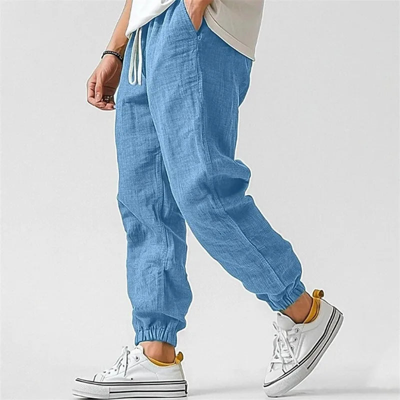 Pantalon Jogger Homme en Mélange de Lin