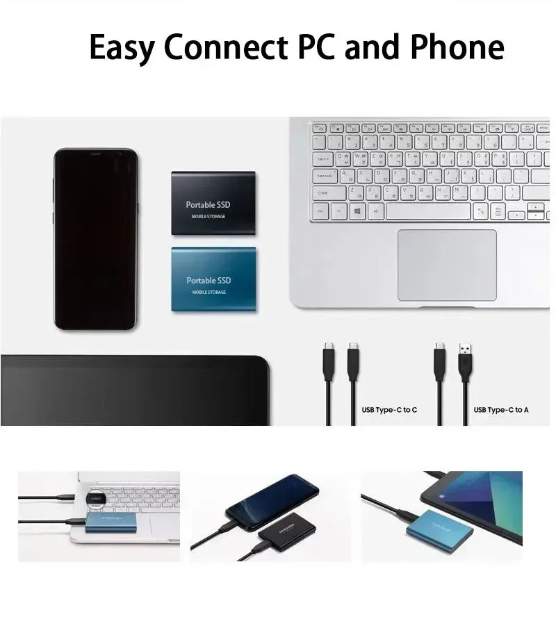 Disque SSD Externe 2TB Ultra-Rapide USB 3.1 Type-C pour PC et Laptop