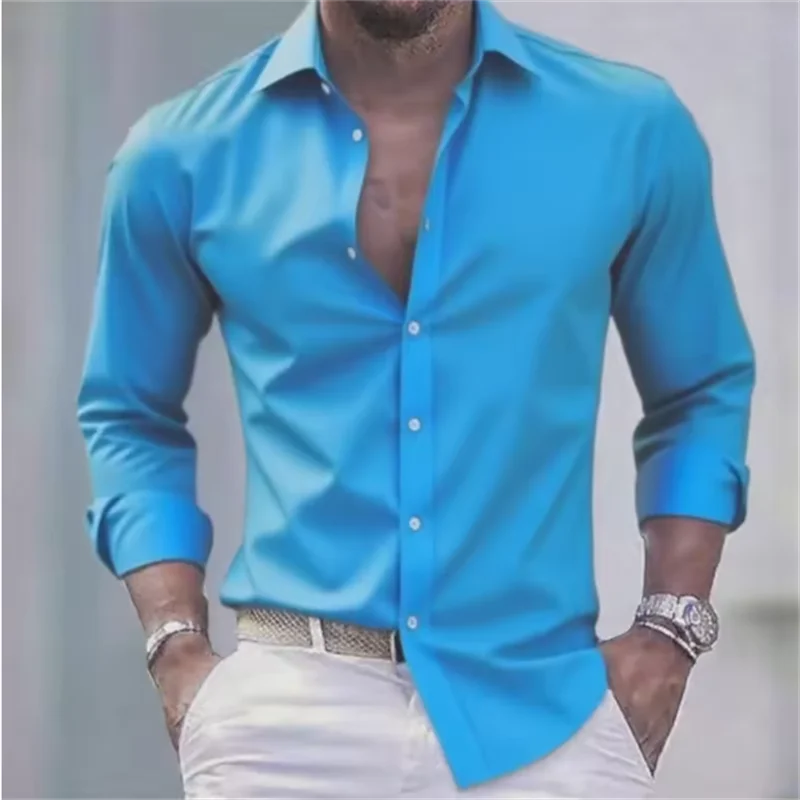 Chemise Homme Slim Fit Manches Longues Boutonnée Casual